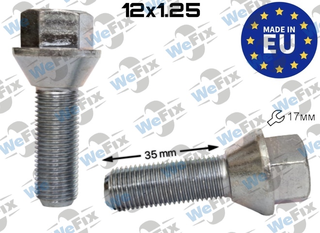 Болт колісний M12х1,25х35 конус цинк ключ 17