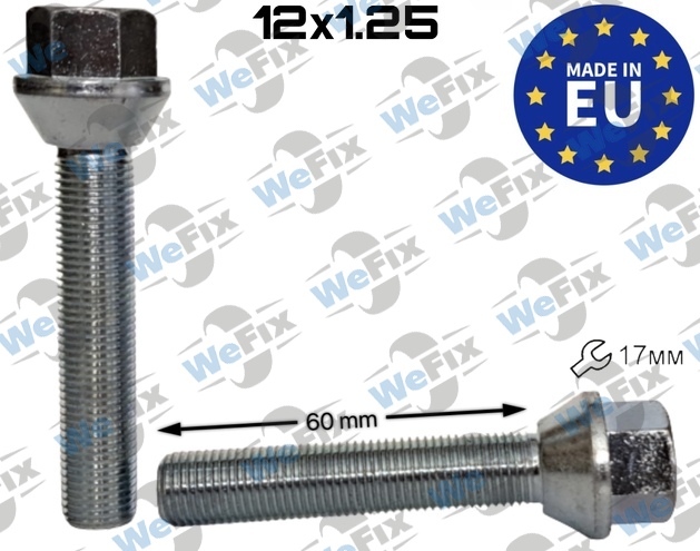Болт колісний M12х1,25х60 конус цинк ключ 17
