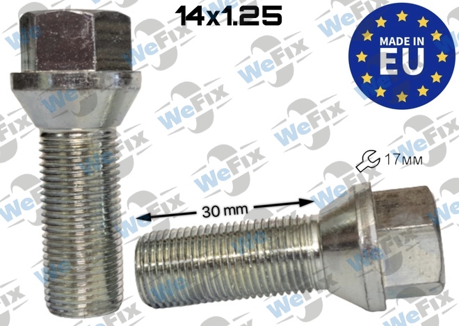 Болт колісний M14х1,25x30 конус цинк ключ 17 