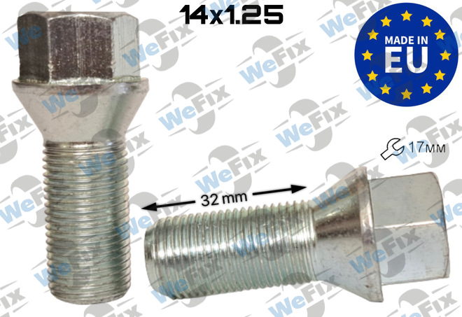 Болт колісний M14х1,25x32 конус цинк ключ 17 