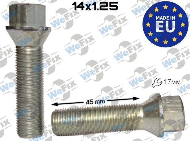 Болт колісний M14х1,25x45 конус цинк ключ 17 