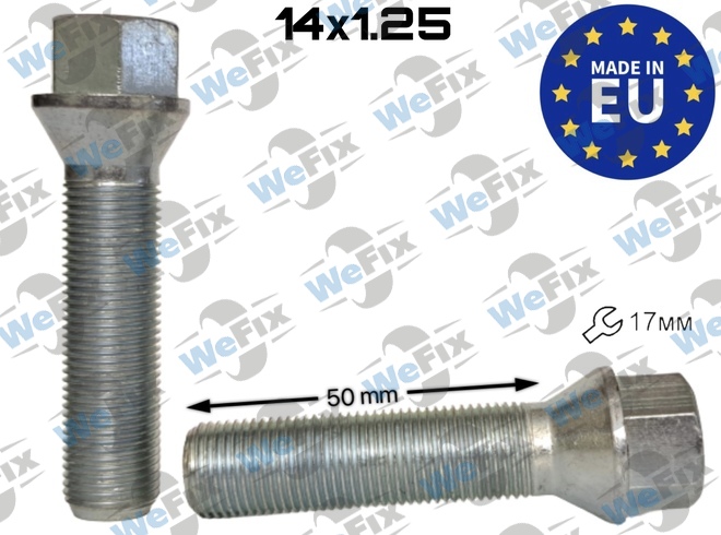 Болт колісний M14х1,25x50 конус цинк ключ 17 