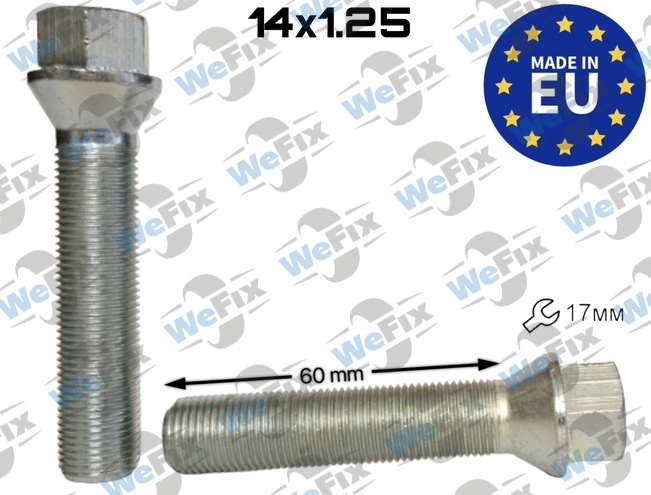 Болт колісний M14х1,25x60 конус цинк ключ 17 