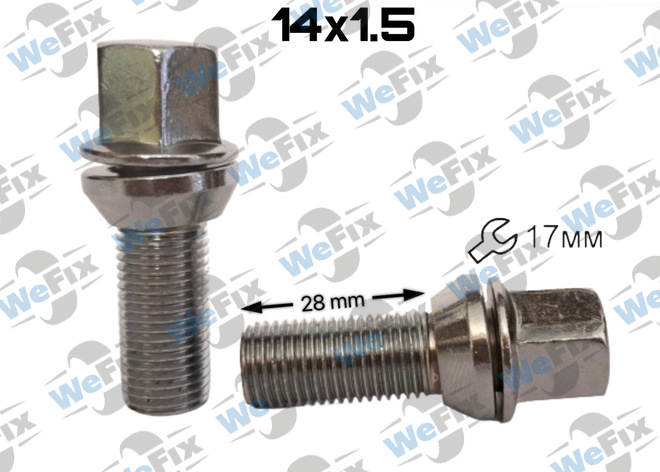Болт колісний ексцентрик M14х1,5x28 хром ключ 17