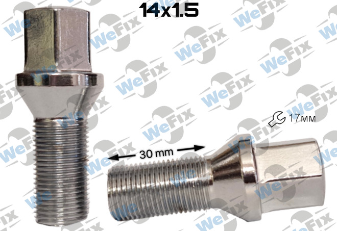 Болт колісний M14х1,5x30 конус хром ключ 17