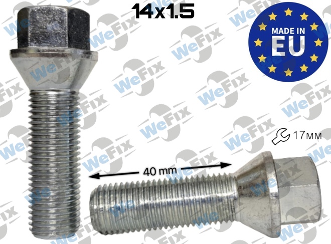 Болт колісний M14х1,5x40 конус цинк ключ 17