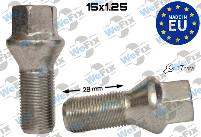 Болт колісний M15х1,25x28 конус цинк ключ 17 Italy