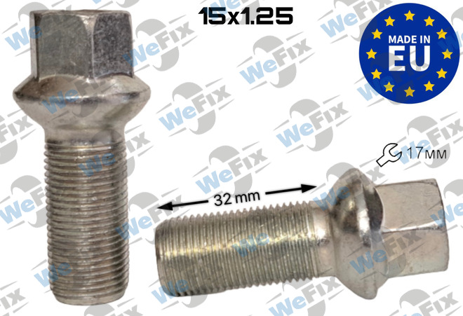 Болт колісний M15х1,25x32 сфера цинк ключ 17 Italy