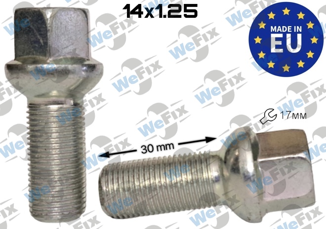 Болт колісний M14х1,25x30 сфера цинк ключ 17 Italy