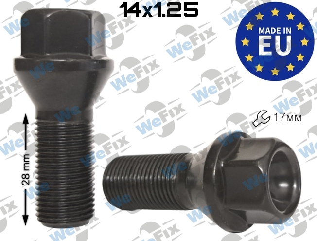 Болт колісний M14х1,25x28 конус чорний ключ 17 BMW, Mini (під ориг.)