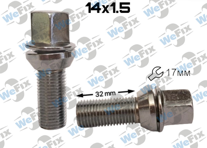 Болт колісний ексцентрик M14х1,5x32 хром ключ 17