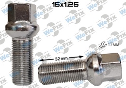 Болт колісний M15х1,25x32 сфера хром ключ 17 