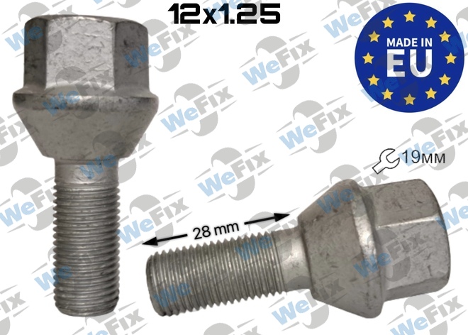 Болт колісний M12х1,25х28 конус Dacromet ключ 19 Jeep, ВАЗ, Fiat Poland