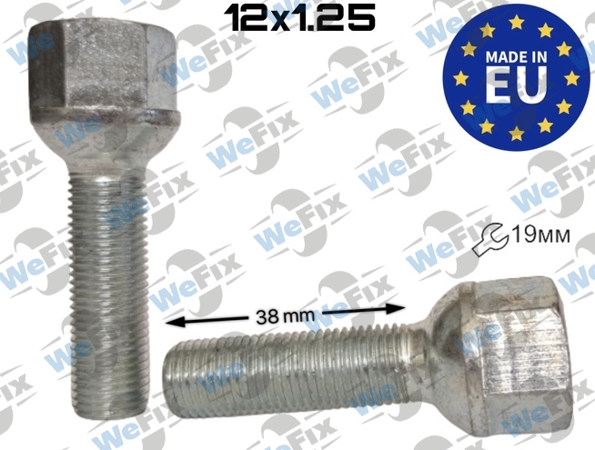 Болт колісний M12х1,25х38 сфера цинк ключ 19 Jeep, ВАЗ, Fiat