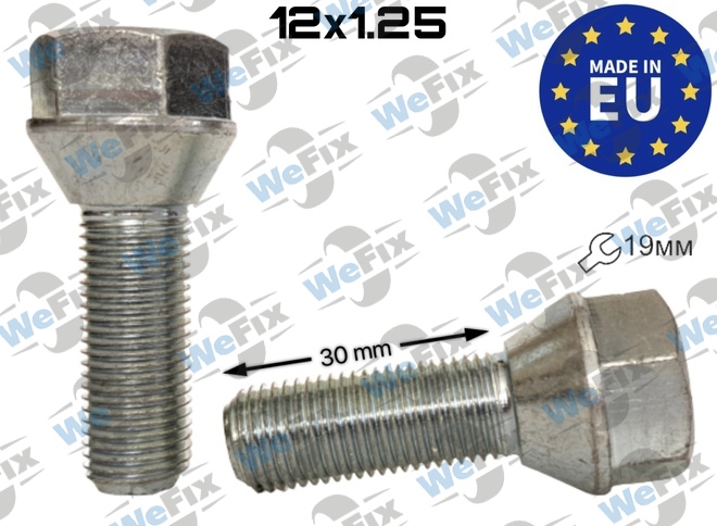 Болт колісний M12х1,25х30 конус цинк ключ 19 Jeep, ВАЗ, Fiat