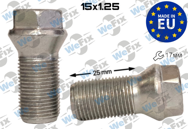 Болт колісний M15х1,25x25 конус цинк ключ 17 низька головка