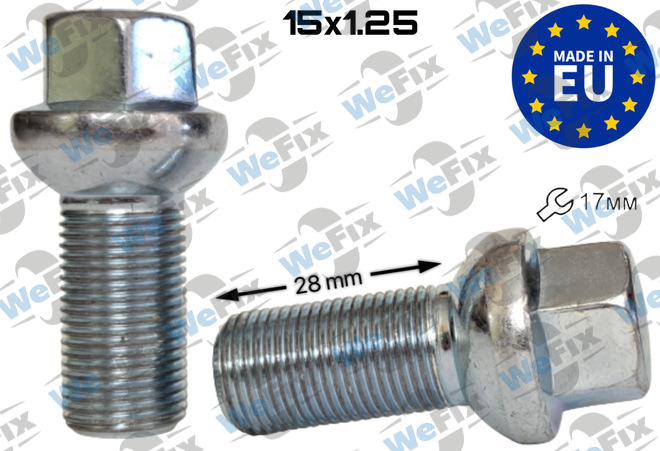 Болт колісний M15х1,25x28 сфера цинк ключ 17 