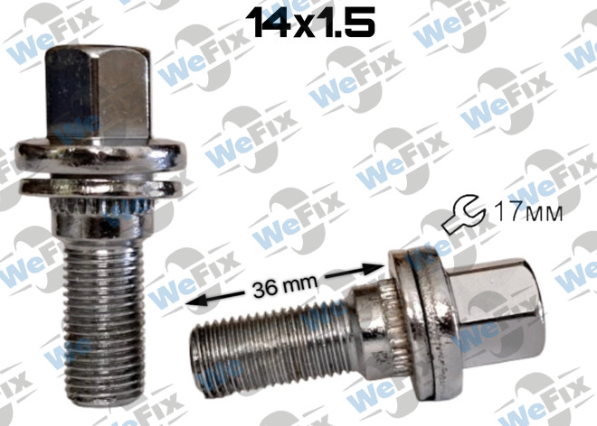 Болт колісний з шайбою M14х1,5х28/36 хром ключ 17