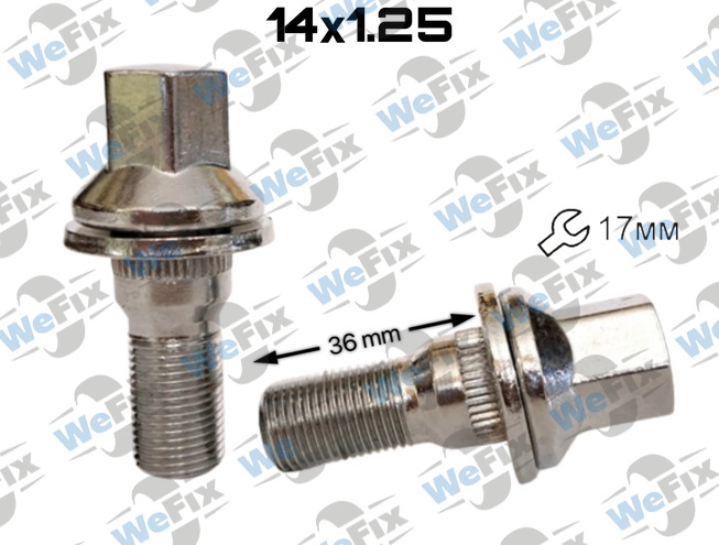 Болт колісний з шайбою M14х1,25х17/36 хром ключ 17 Land Rover, BMW