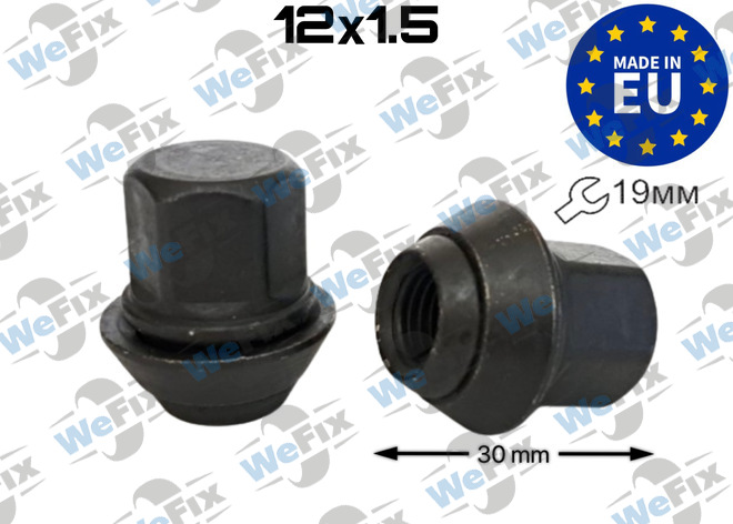 Гайка колісна закрита M12x1,5x30 рухомий конус ключ 19 Ford чорна ITALY