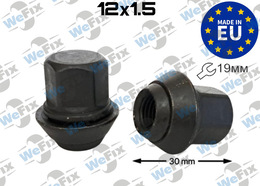 Гайка колісна закрита M12x1,5x30 рухомий конус ключ 19 Ford чорна ITALY