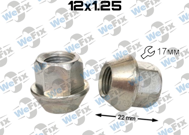 Гайка колісна відкрита M12x1,25x22 конус ключ 17 хром