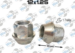 Гайка колісна відкрита M12x1,25x22 конус ключ 17 хром