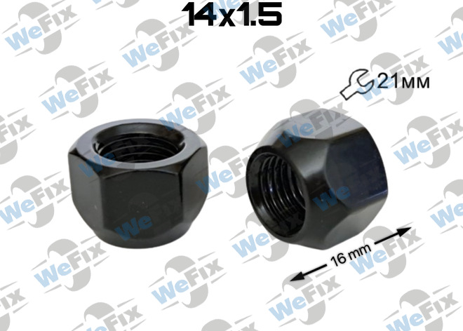 Гайка колісна відкрита M14х1,5x16 конус ключ 21 чорна