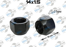 Гайка колісна відкрита M14х1,5x16 конус ключ 21 чорна