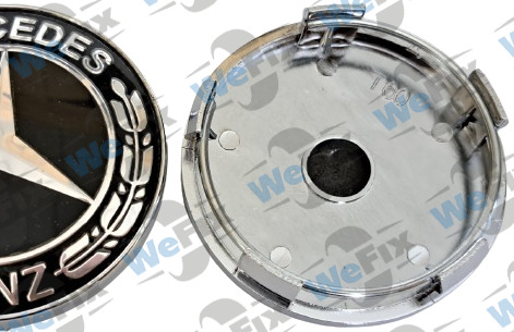 Ковпачок Mercedes 60/56 чорний центр (основа хром) 8W0601170 W204 W124 A180 A200 B180 B200 E200