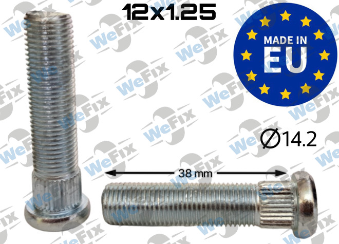 Шпилька колісна M12х1,25х38 шліц 14,2 цинк Nissan, Subaru, Suzuki, Kia