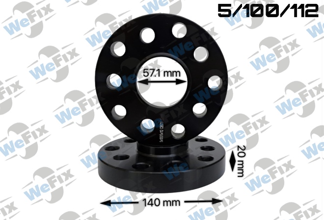 Проставка VW, Audi 20мм 5/100/112 dia 57,1 чорна D=140