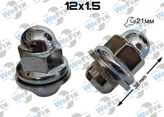Гайка колісна закрита M12х1,5х38 прес-шайба ключ 21 Mitsubishi хром
