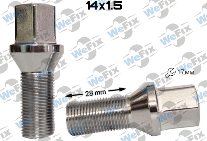 Болт колісний M14х1,5x28 конус хром ключ 17