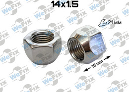 Гайка колісна відкрита M14х1,5x16 конус ключ 21 хром