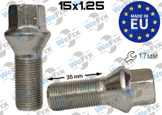 Болт колісний M15х1,25x35 конус цинк ключ 17 Italy