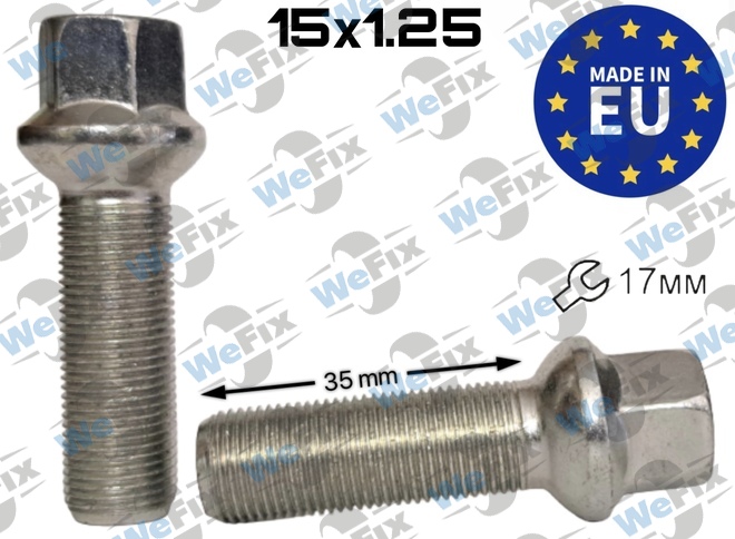 Болт колісний M15х1,25x35 сфера цинк ключ 17 Italy