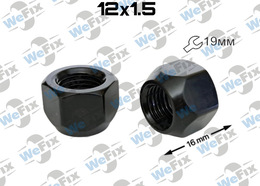 Гайка колісна відкрита M12x1,5x16 конус ключ 19 чорна