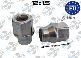 Гайка колісна відкрита M12x1,5x34 конус з виступом та подовженою різьбою ключ 19 цинк ITALY