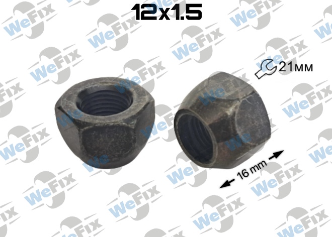Гайка колісна відкрита M12x1,5x16 конус ключ 21 чорна