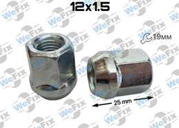 Гайка колісна відкрита M12x1,5x25 конус ключ 19 хром