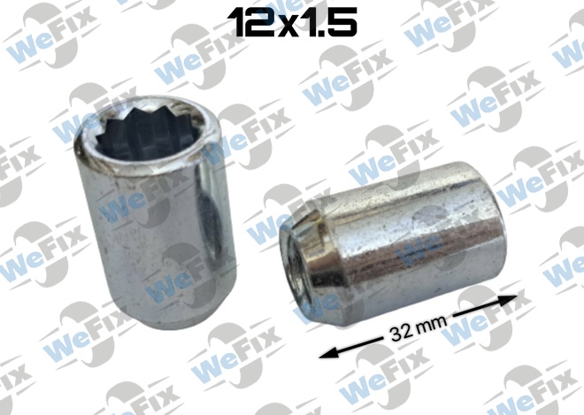 Гайка колісна відкрита M12x1,5x32 конус внутрішній десятигранник цинк