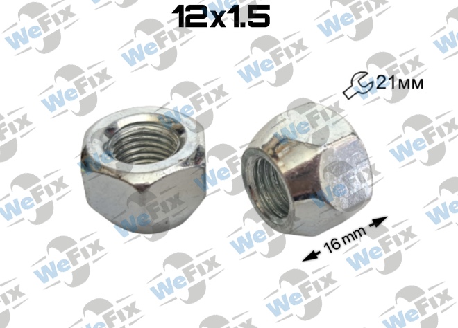 Гайка колісна відкрита M12x1,5x16 конус ключ 21 цинк