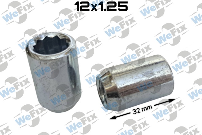 Гайка колісна відкрита М12x1,25x32 конус внутрішній десятигранник цинк