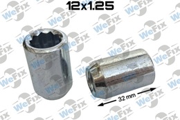 Гайка колісна відкрита М12x1,25x32 конус внутрішній десятигранник цинк