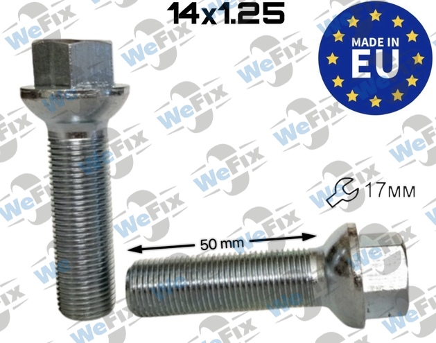 Болт колісний M14х1,25x50 сфера цинк ключ 17 Italy