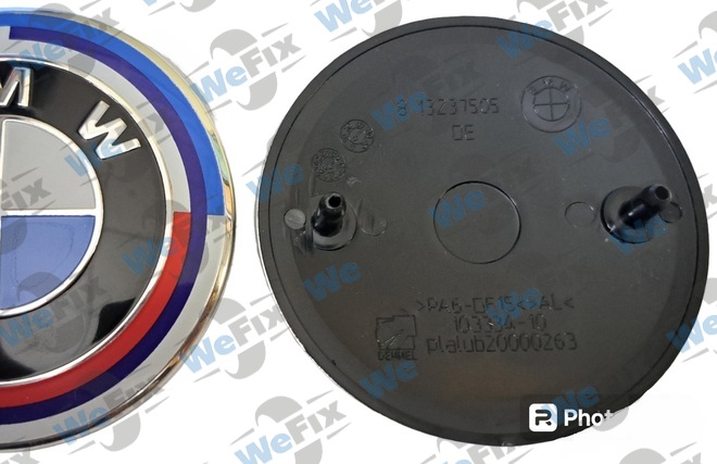 Логотип на капот/багажник BMW 82mm New (2 фіксатори зовнішні)