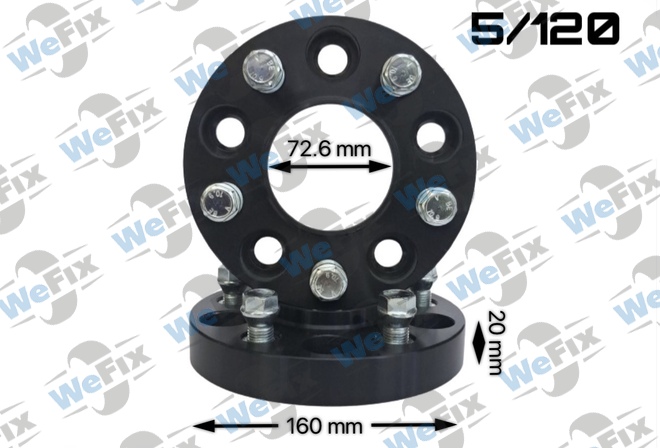 Проставкa BMW 20мм 5/120 dia 72.6 з футорками 14х1,5 чорна D=160