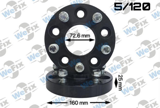Проставкa BMW 25мм 5/120 dia 72.6 з футорками 14х1,5 чорна D=160