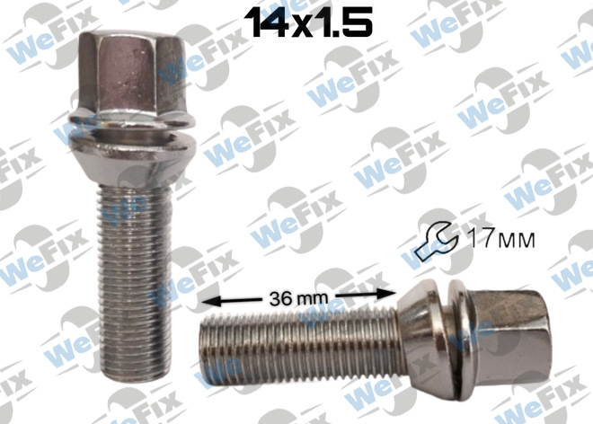 Болт колісний ексцентрик M14х1,5x36 хром ключ 17